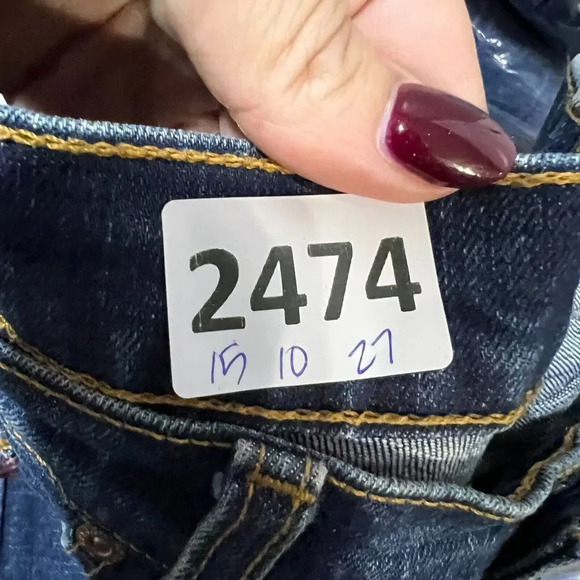 Vtg Y2K Womens Blue Fringe Gems Capri Crop Denim Jeans 8 Hamilton Dungaree - Picture 13 of 13